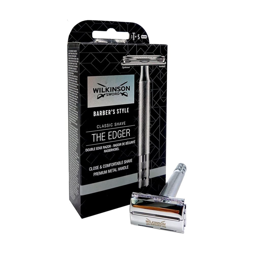 Бритва Wilkinson Sword Barber's Style Classic Shave The Edger Razor, чоловіча, ручка + 5 лез